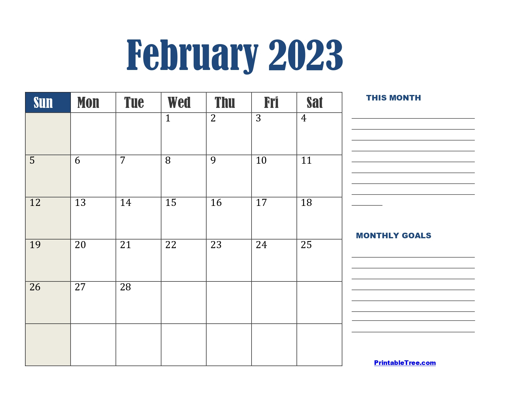 February 2023 Calendar Printable PDF With Holidays Templates