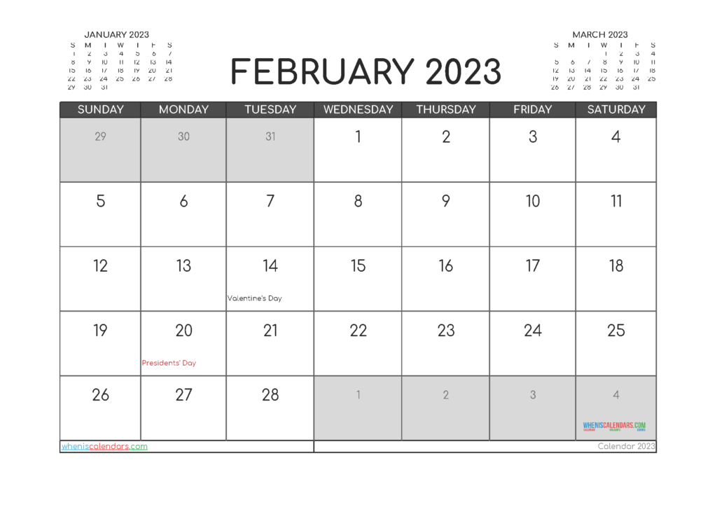 February 2023 Calendar Printable Printable Word Searches