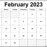 February 2023 Calendar Printable Printable Word Searches