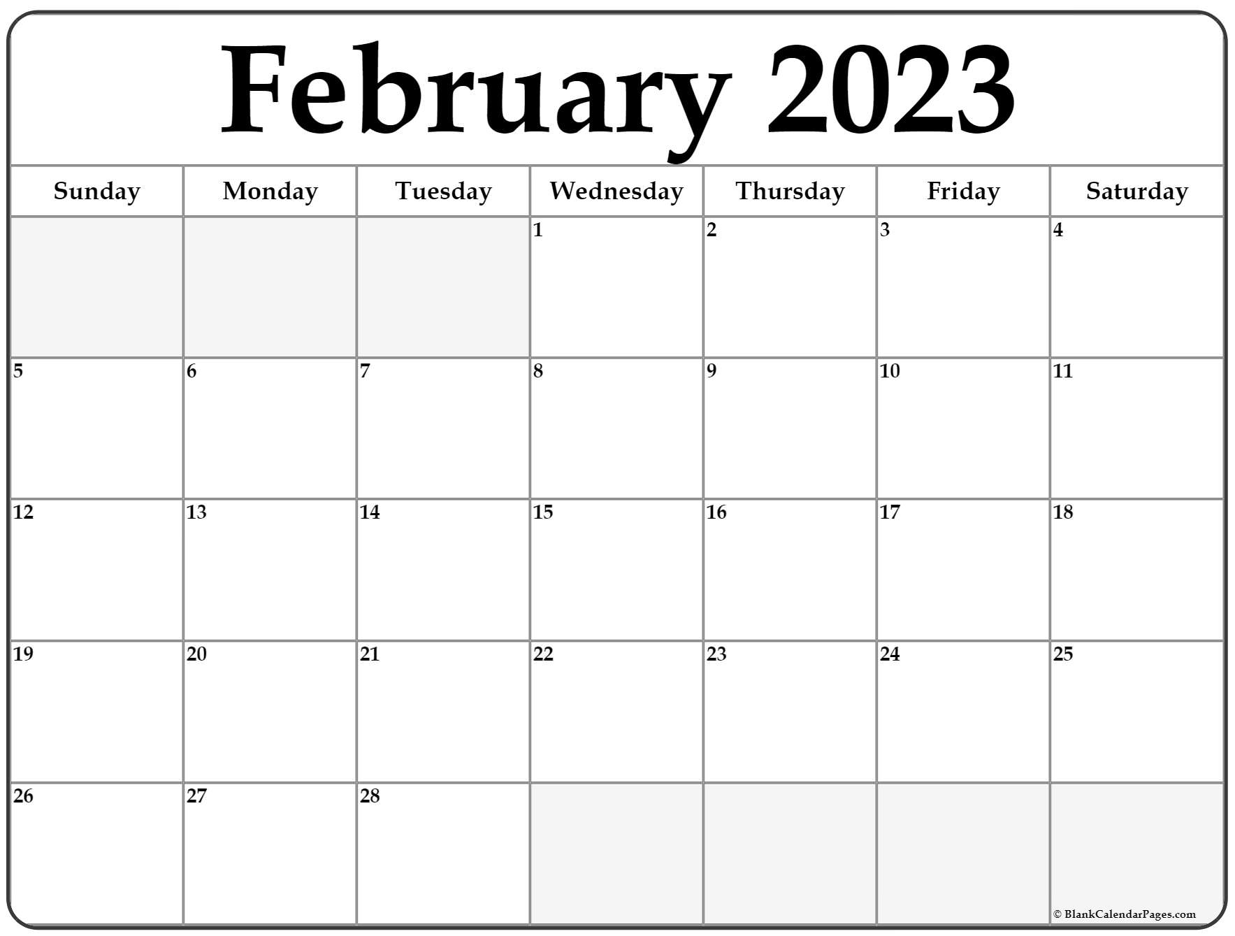 February 2023 Calendar Printable Printable Word Searches