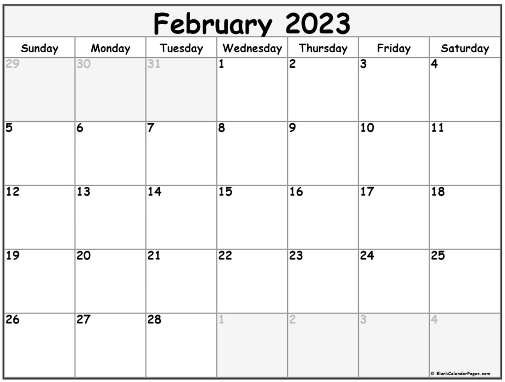 February 2023 Calendar Printable Printable Word Searches