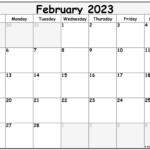 February 2023 Calendar Printable Printable Word Searches