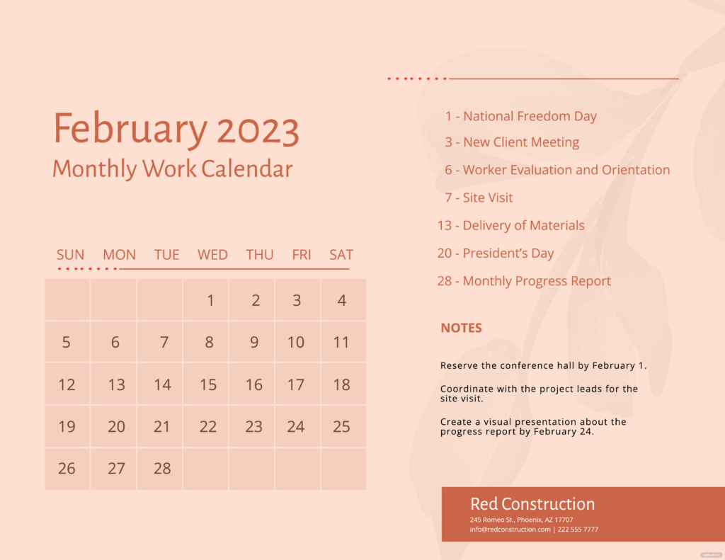 February 2023 Calendar Template With Holidays Illustrator Word PSD 