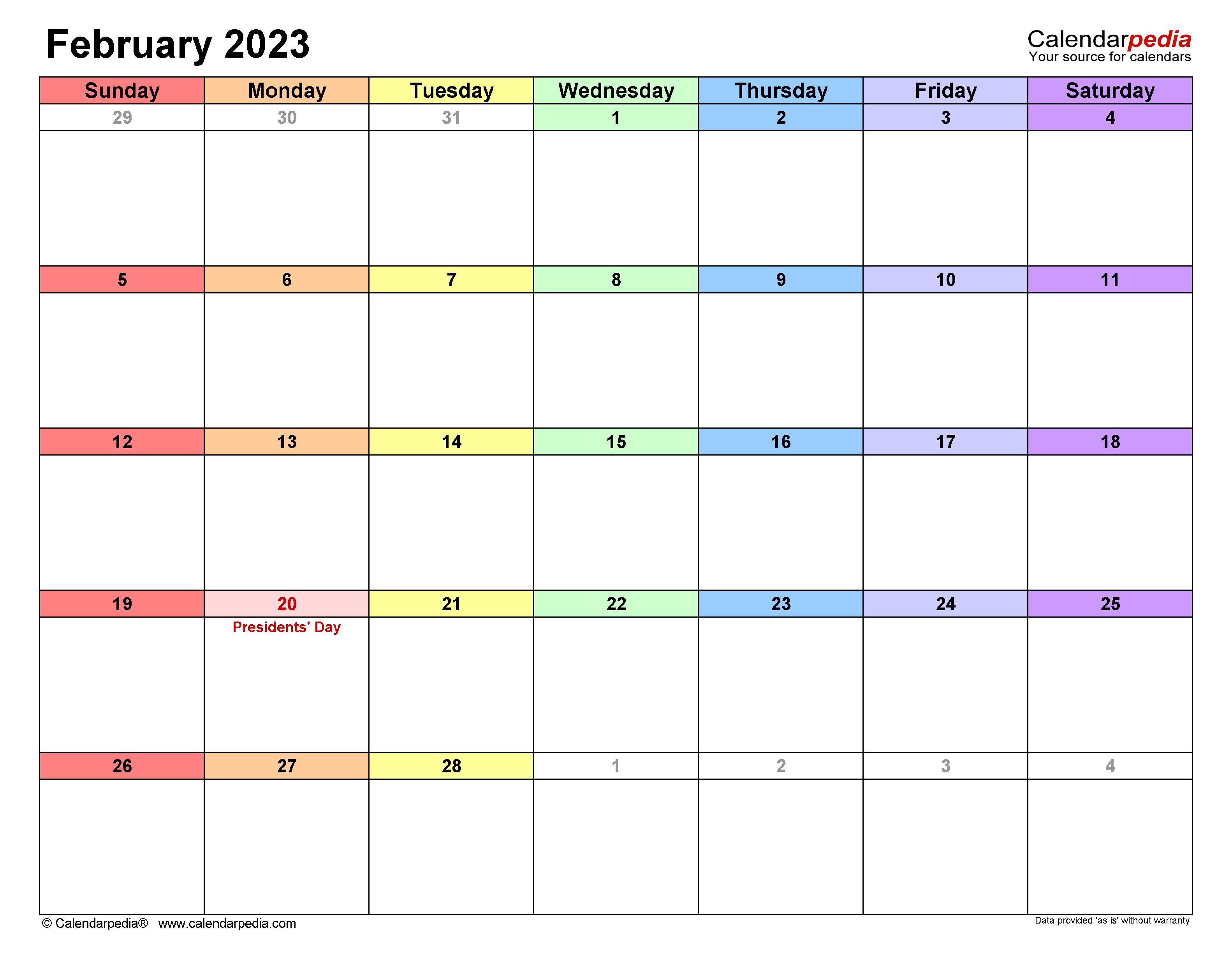 February 2023 Calendar Templates For Word Excel And PDF