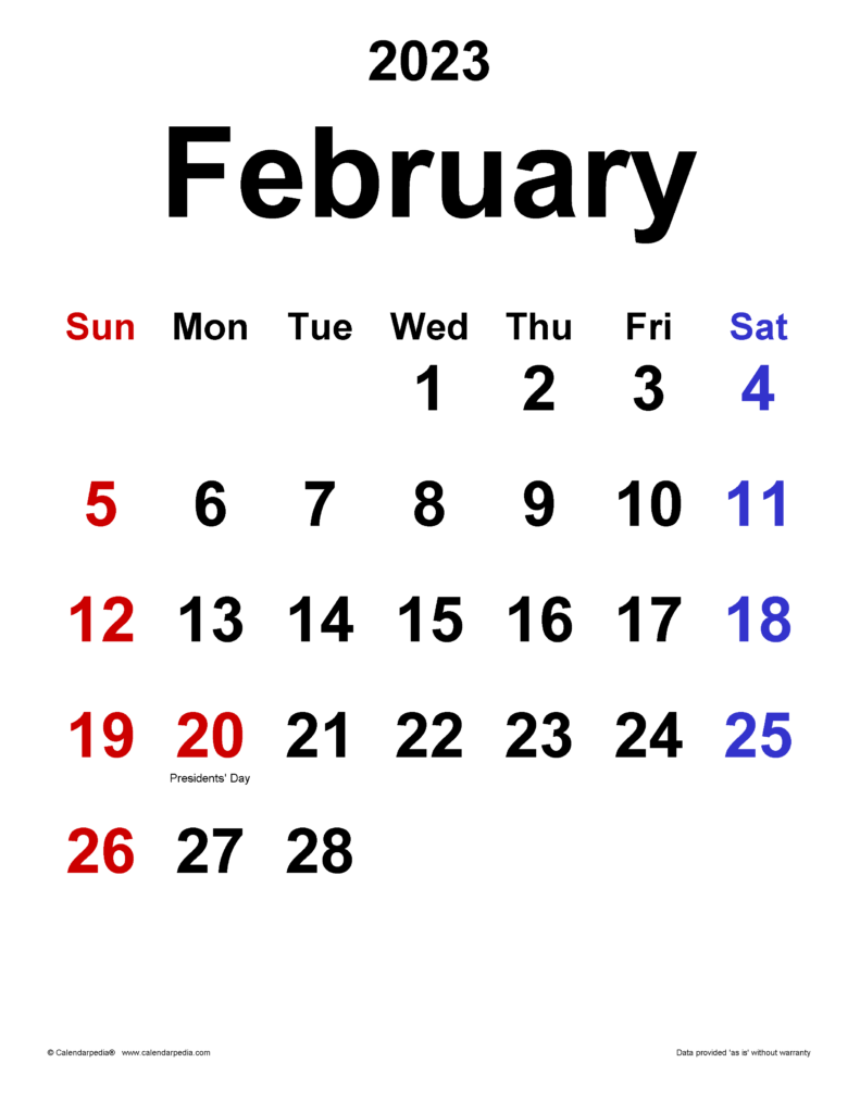 February 2023 Calendar Templates For Word Excel And PDF