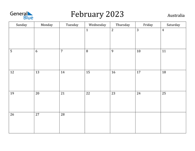 February 2023 Calendar With Australia Holidays