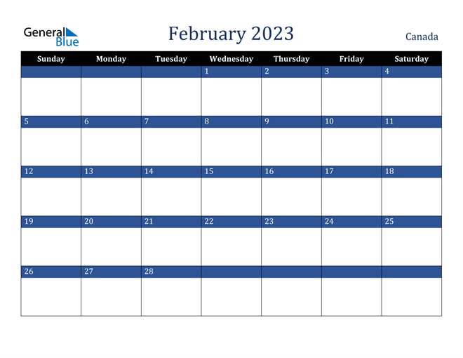 February 2023 Calendar With Canada Holidays