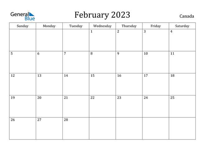 February 2023 Calendar With Canada Holidays