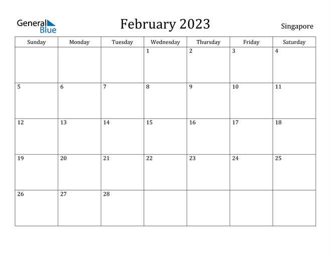 February 2023 Calendar With Singapore Holidays