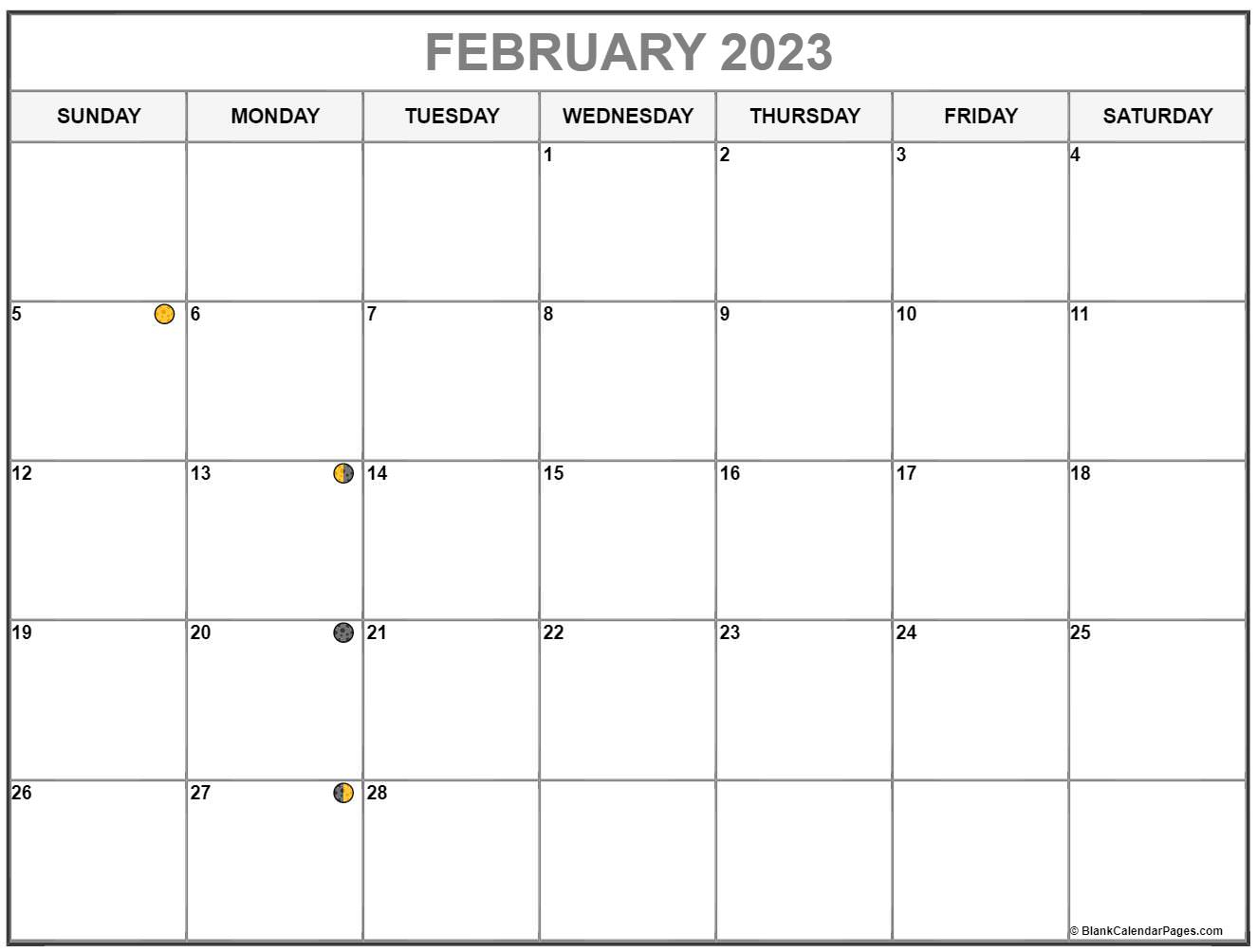 February 2023 Lunar Calendar Moon Phase Calendar