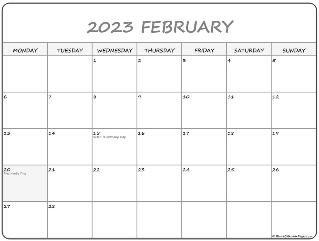 February 2023 Monday Calendar Monday To Sunday