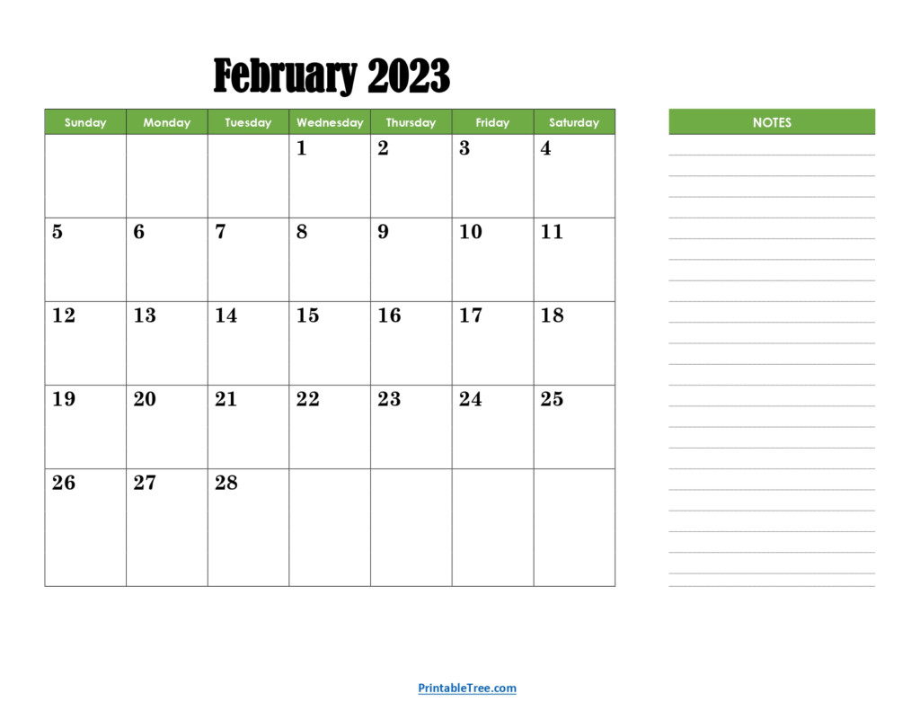 February 2023 Printable Calendar PDF With Holidays Templates