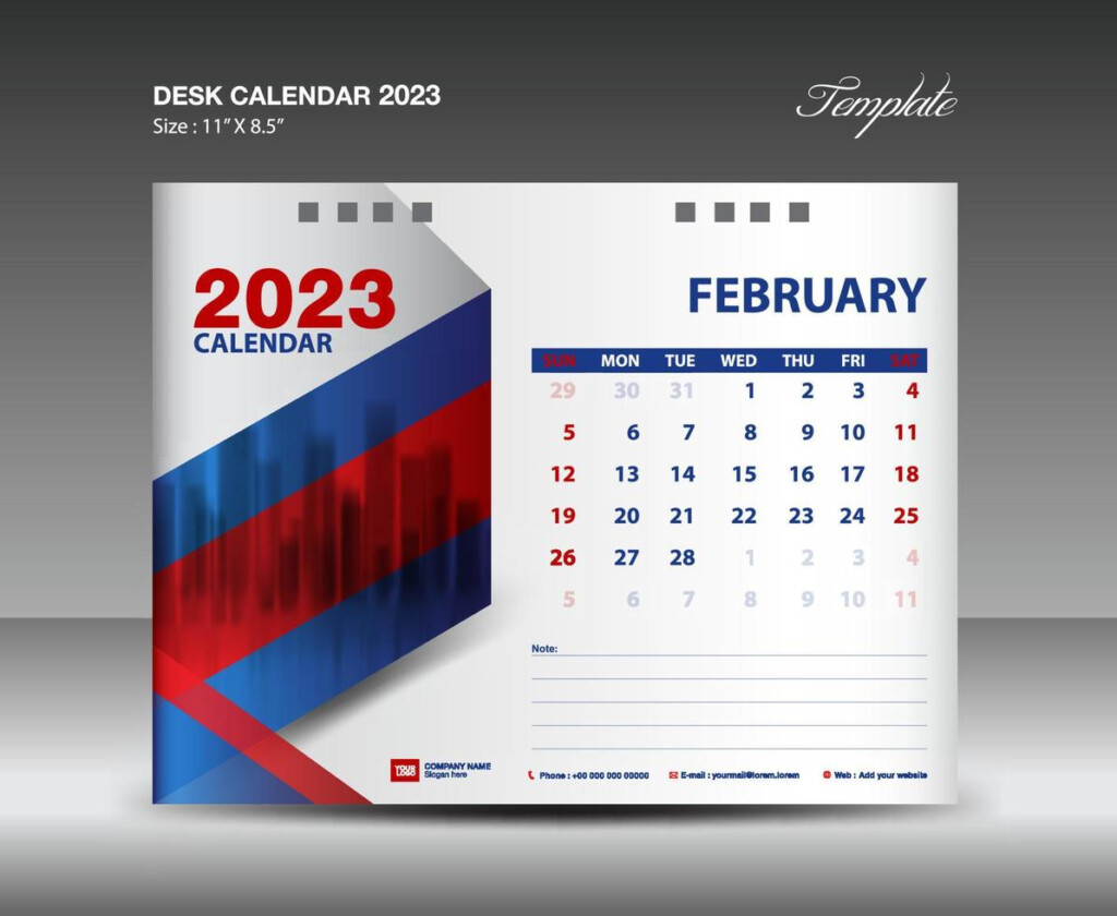 February 2023 Template Desk Calendar 2023 Year Template Wall Calendar 