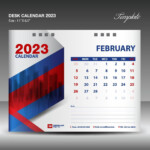 February 2023 Template Desk Calendar 2023 Year Template Wall Calendar