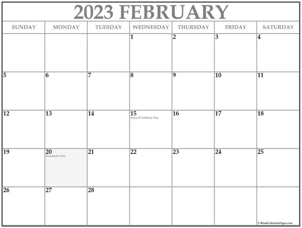 February 2023 With Holidays Calendar