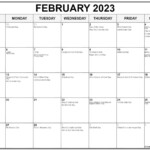 February 2023 With Holidays Calendar