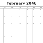 February 2046 Calendar Printable