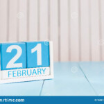 February 21st Day 21 Of Month Calendar On Wooden Background Winter