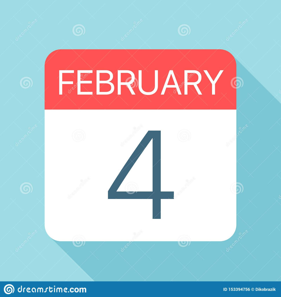 February 4 Calendar Icon Vector Illustration Of One Day Of Month 