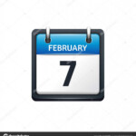 February 7 Calendar Icon Vector Illustration flat Style Month And Date
