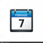 February 7 Calendar Icon Vector Illustration flat Style Month And Date
