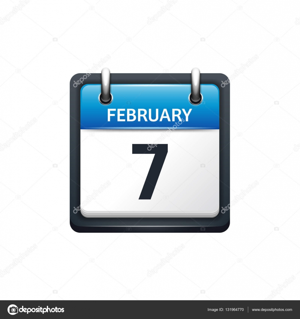 February 7 Calendar Icon Vector Illustration flat Style Month And Date 