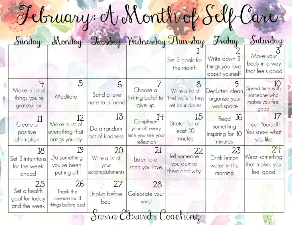 February A Month Of Self Care Self Care Activities Care Calendar 