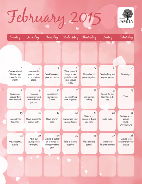 February Be Loved Calendar Becoming Family