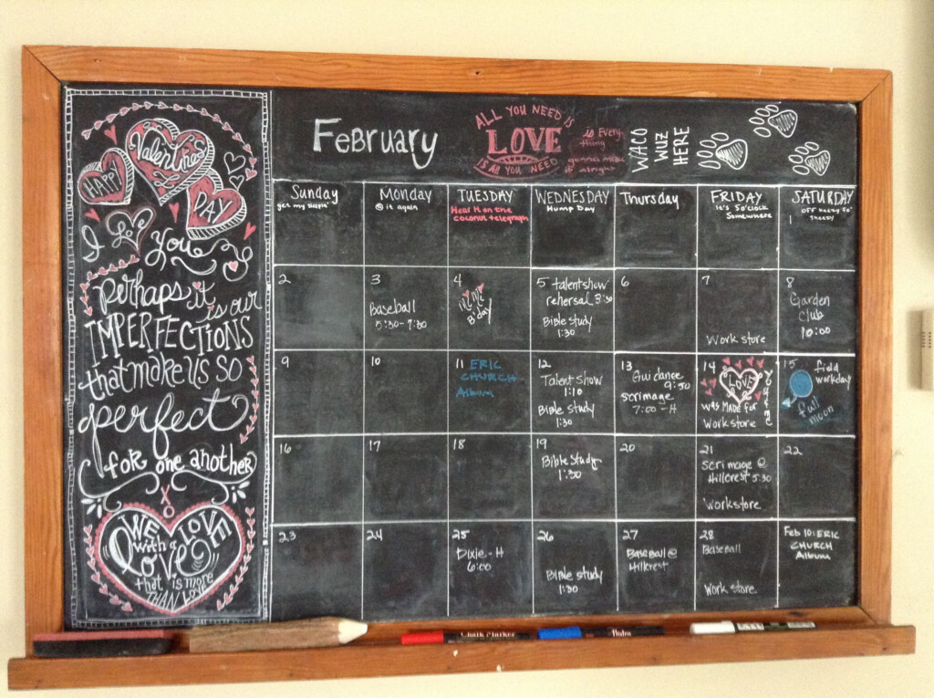 February Calendar Chalkboard Calendar Chalkboard Art February Calendar