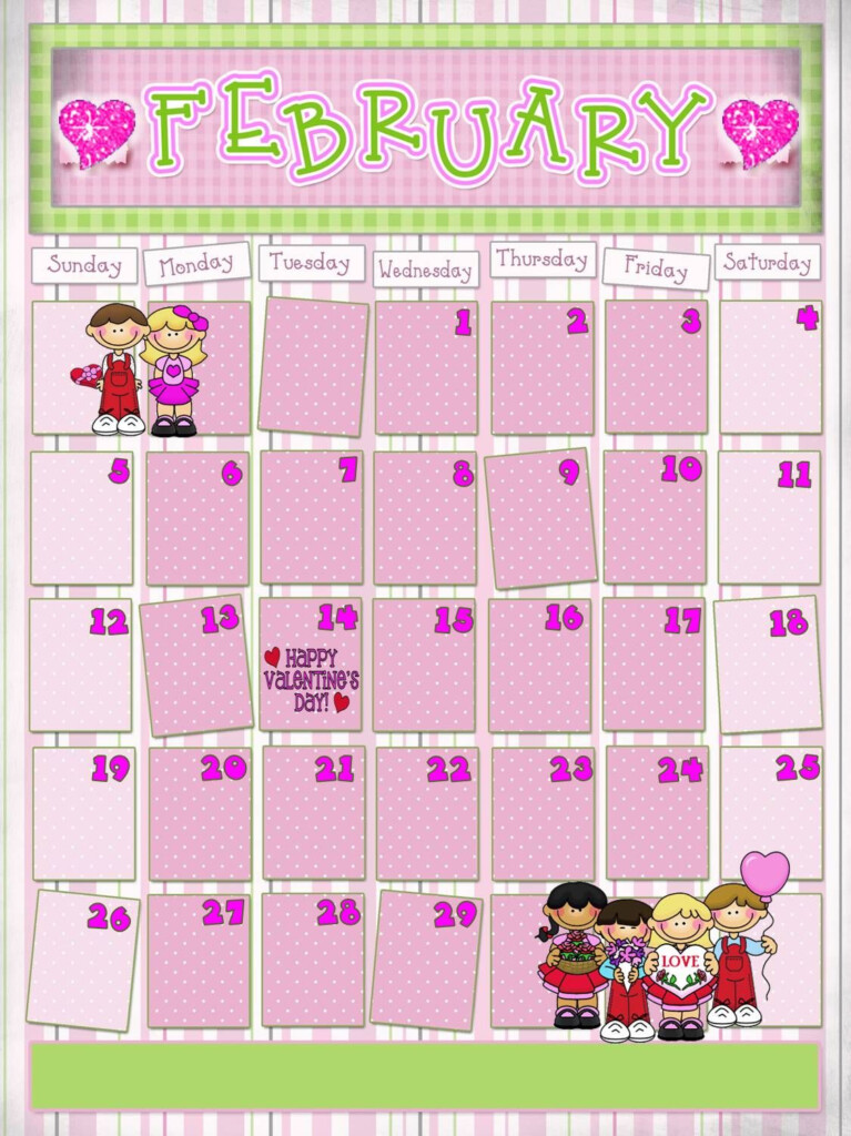 February Calendar room Left At Bottom For Personalization 