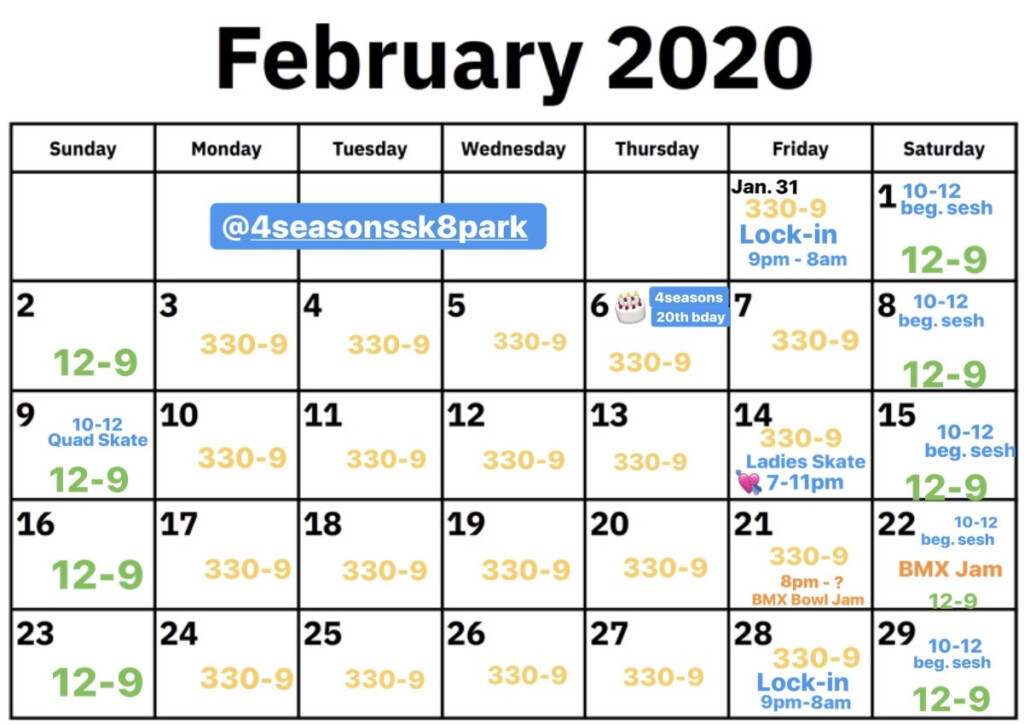 February Events Hours