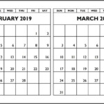 February March 2019 Calendar Template february march calendar2019