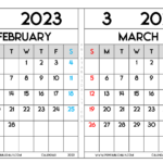February March 2023 Calendar Printable And The Years To Come