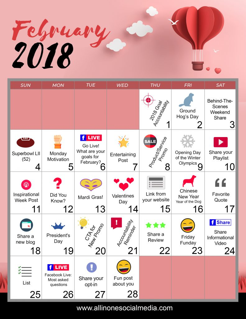 February Marketing Ideas February Marketing Calendar All In One 