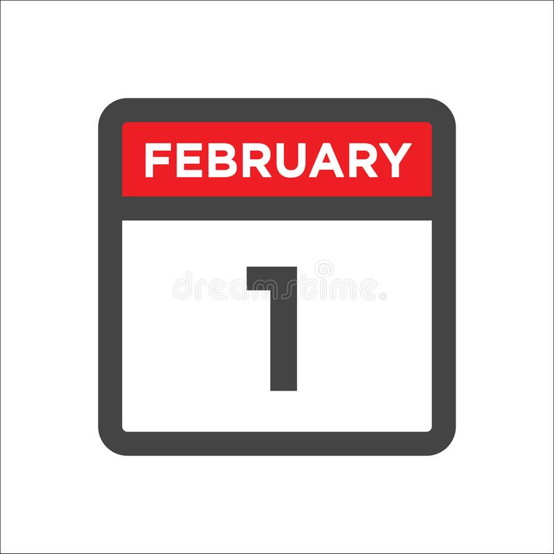 Flat Icon Calendar 1st Of February Date Day And Month Stock Vector 