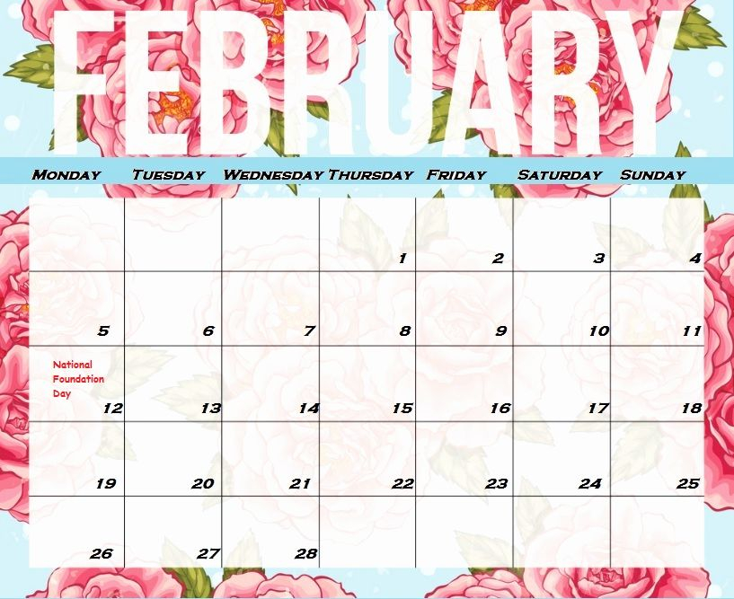 Floral February 2019 Calendar Printable Calendar Printables 2019 