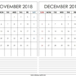 Four Monthly October November December 2018 January 2019 Calendar Get