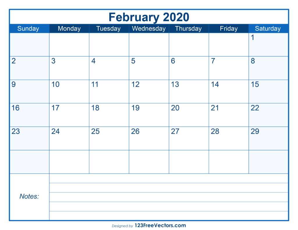 Free Blank Printable February Calendar 2020