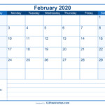 Free Blank Printable February Calendar 2020