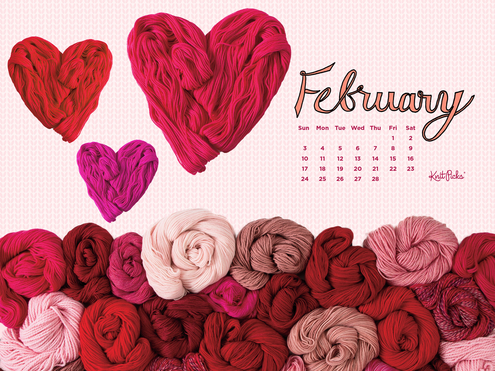 Free Downloadable February 2019 Calendar KnitPicks Staff Knitting Blog
