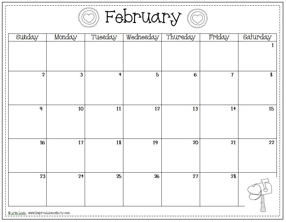 FREE February Calendar Printable Each Month I Share A Cute Free 