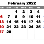 Free Printable February 2022 Calendar Word PDF Image Free Printable