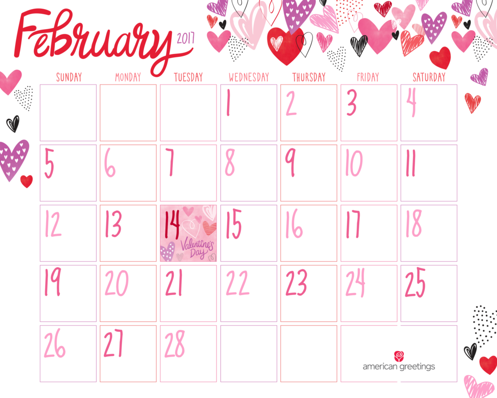 Free Printable February Calendar American Greetings Blog