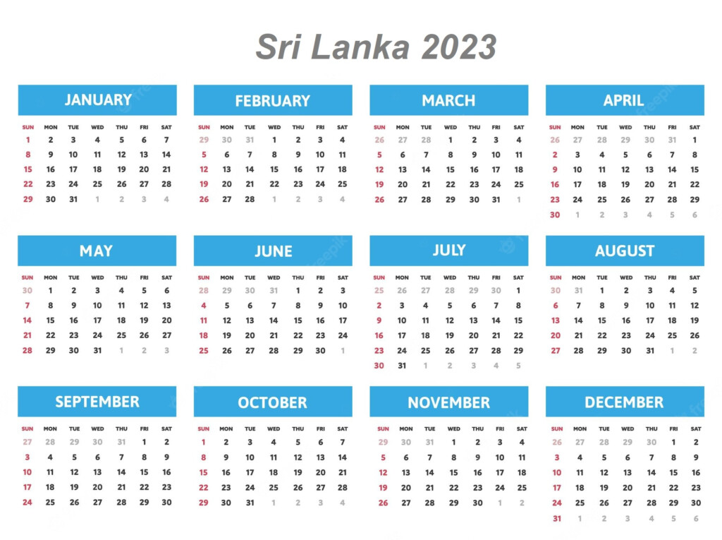 Free Printable Sri Lanka 2023 Calendar With Holidays PDF 