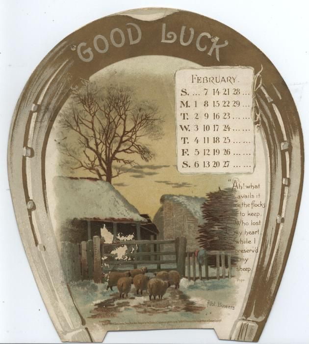 GOOD LUCK CALENDAR FOR 1892 Vintage Calendar Scrapbook Calendar