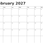 January 2027 Printable Calendar