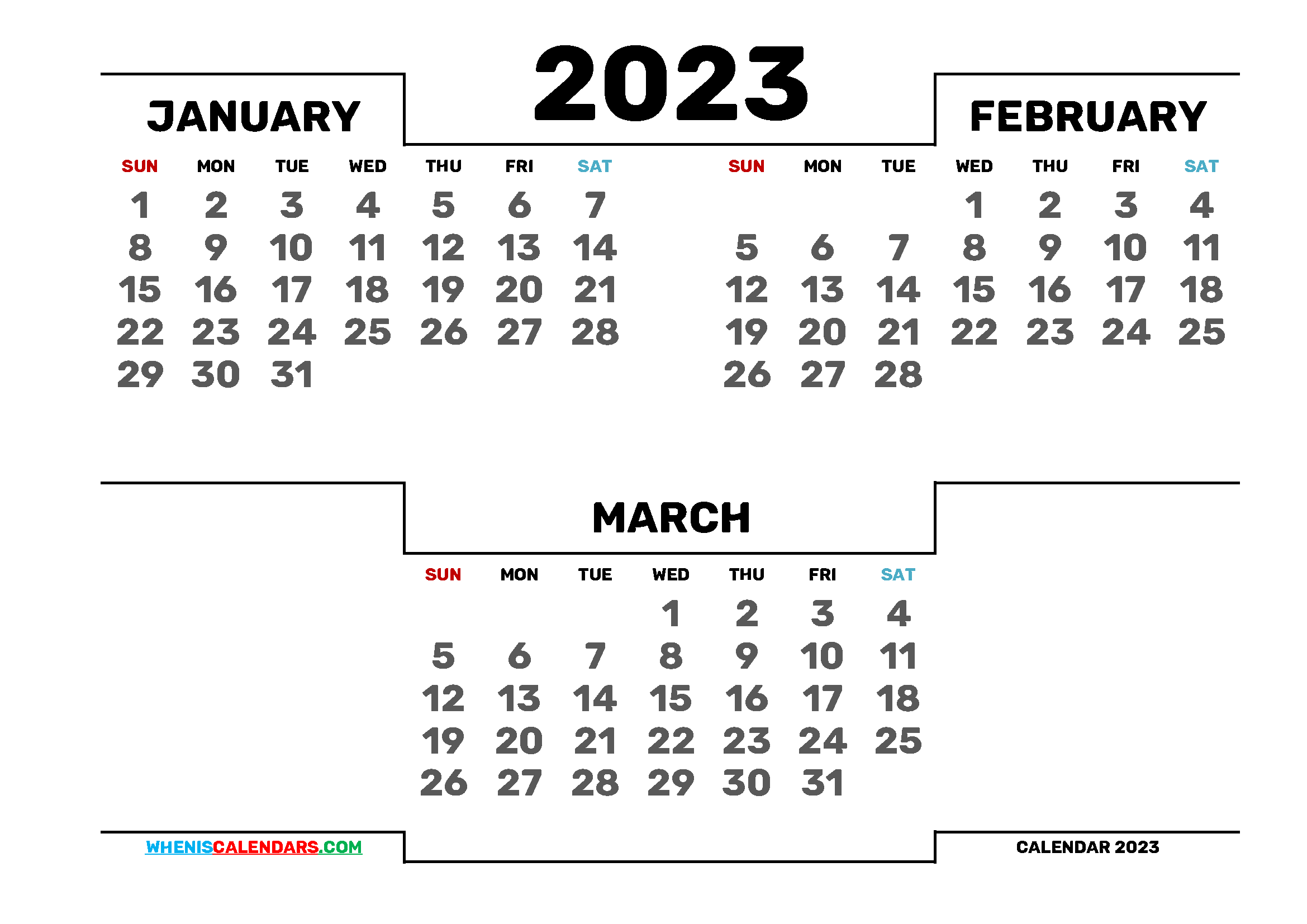 January February March 2023 Calendar Printable In 2021 Calendar