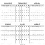 January February March April May June 2019 Calendar Free Printable