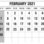 Monthly February 2021 Calendar Blank Printable Template