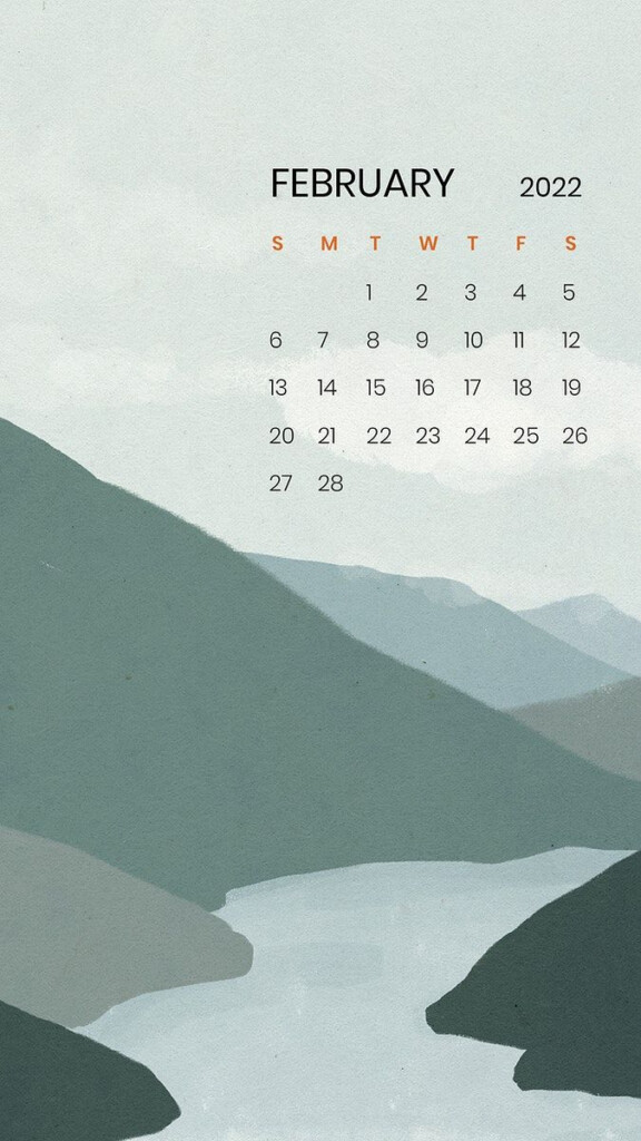 Mountain Abstract February Monthly Calendar IPhone Wallpaper Free 